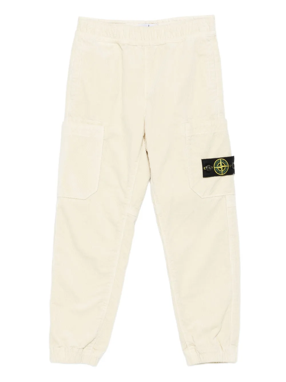 Stone Island Junior Ribfluwelen broek met patch zak Beige