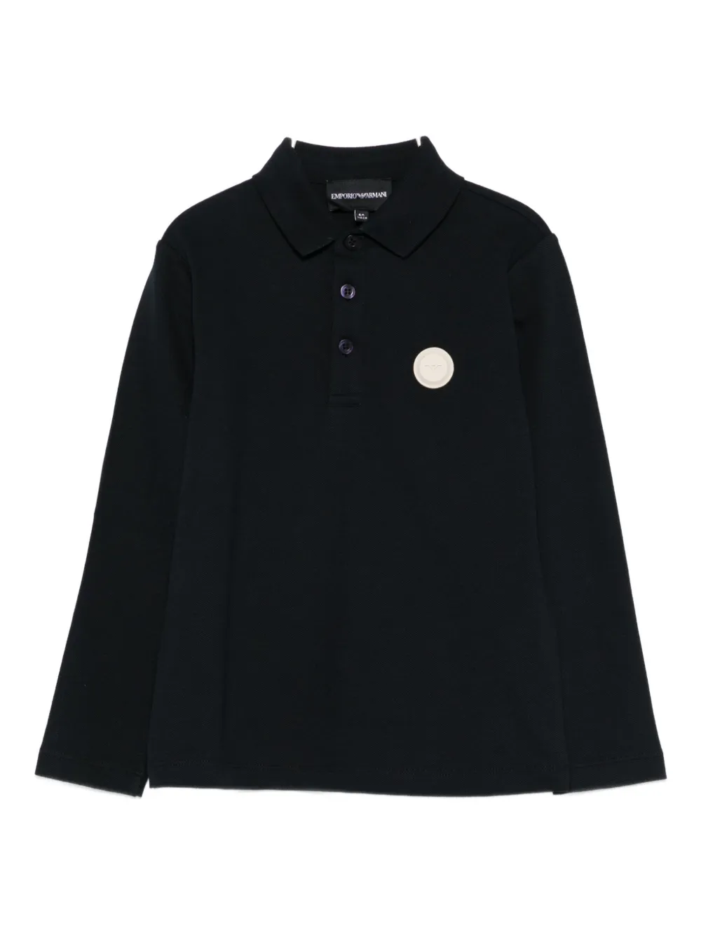 Emporio Armani Long-sleeve Logo Polo Shirt In Black