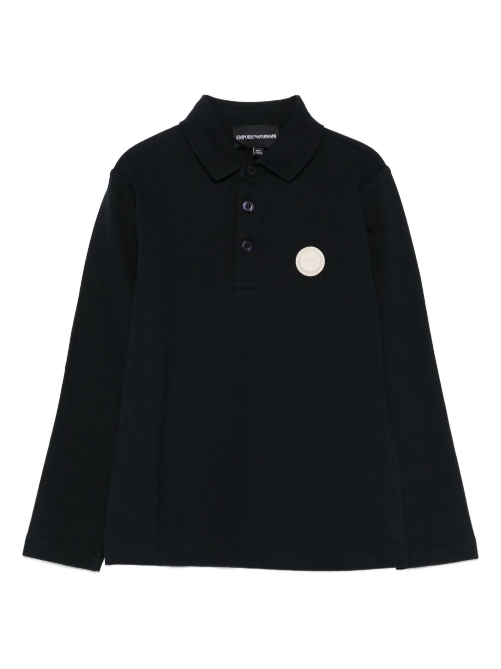 Emporio Ar i Kids long-sleeve logo polo shirt Blauw