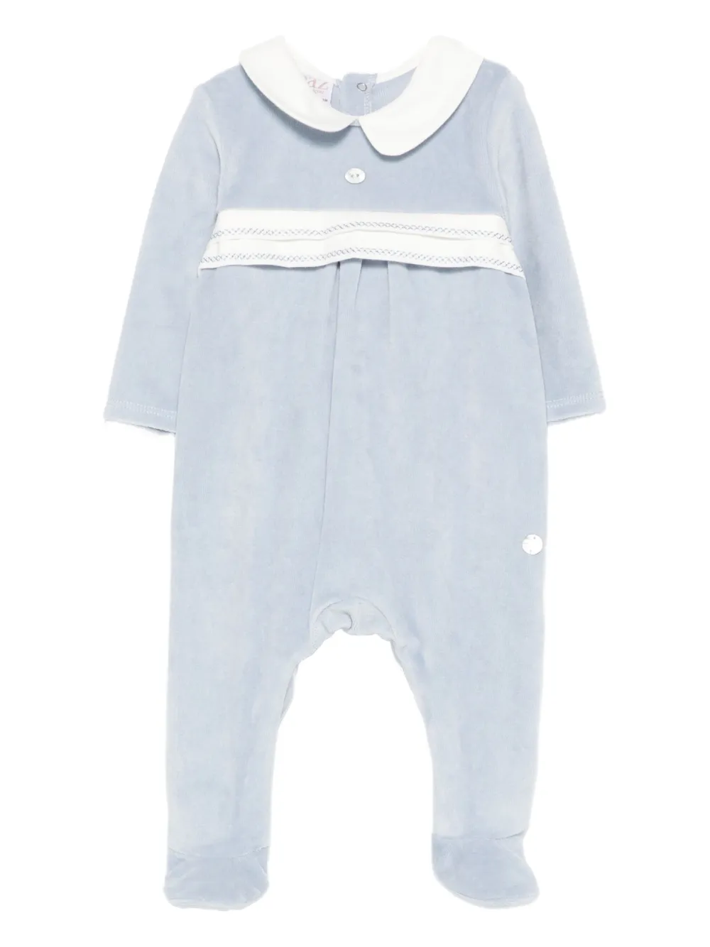 Paz Rodriguez peter pan collar velour babygrow - ブルー Paz Rodriguez peter pan collar velour babygrow - ブルー