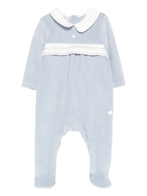 Paz Rodriguez peter pan collar velour babygrow