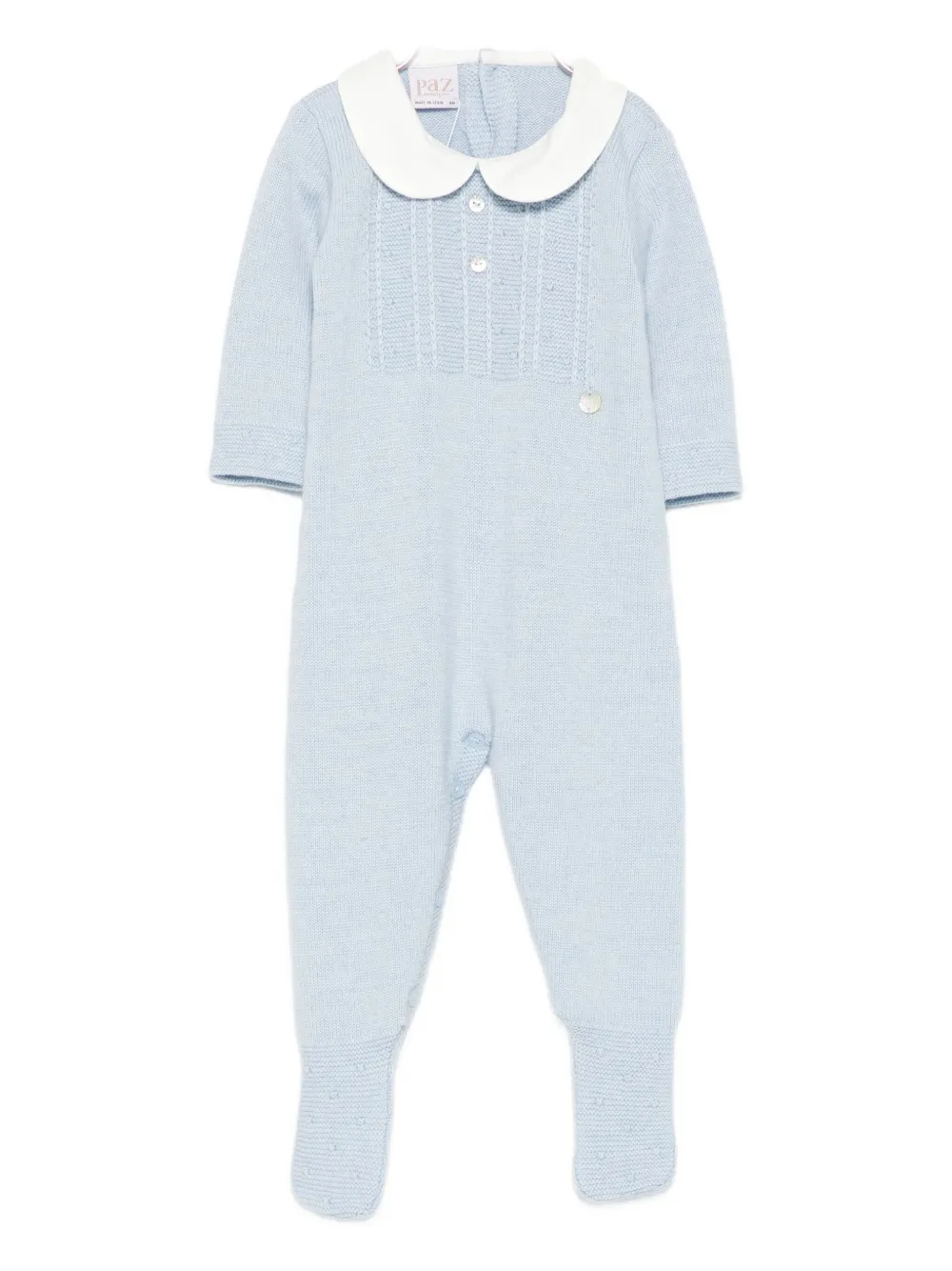 Paz Rodriguez Peter-pan Collar Wool Romper In Blue