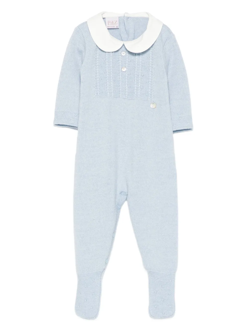 Paz Rodriguez peter-pan collar wool romper - ブルー Paz Rodriguez peter-pan collar wool romper - ブルー