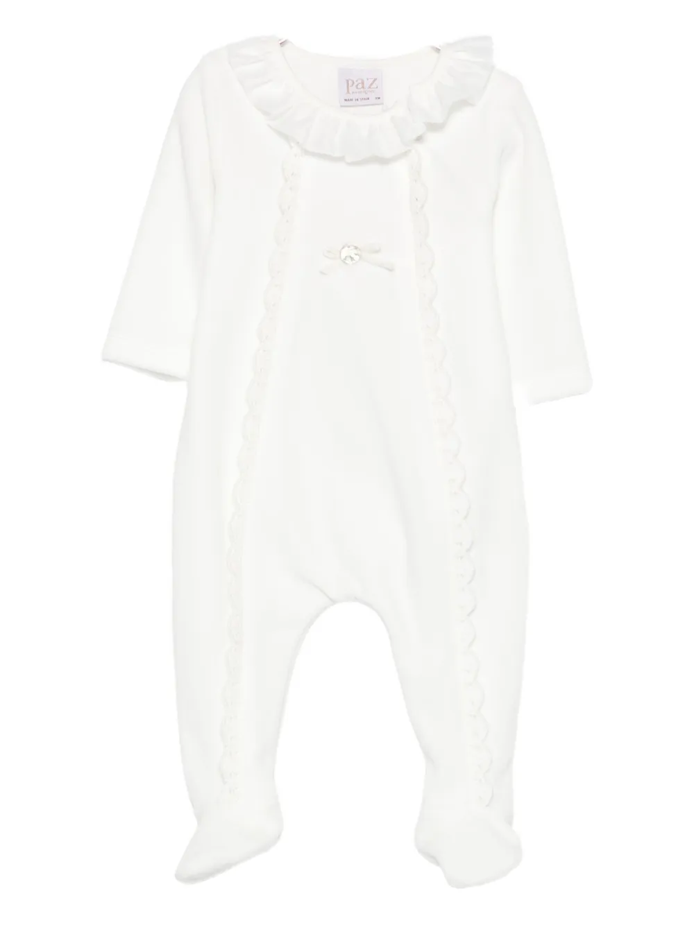 Paz Rodriguez ruffled lace-trimmed babygrow Wit