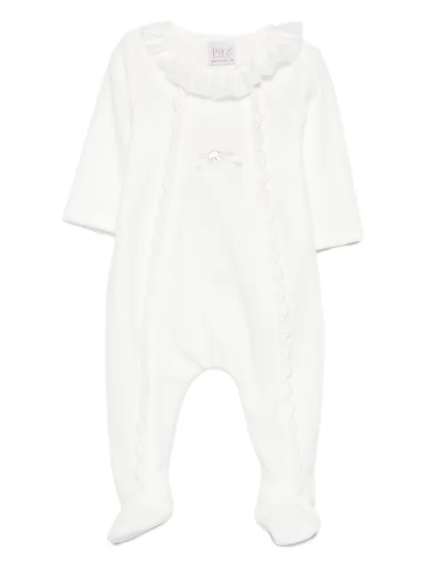 Paz Rodriguez ruffled lace-trimmed babygrow
