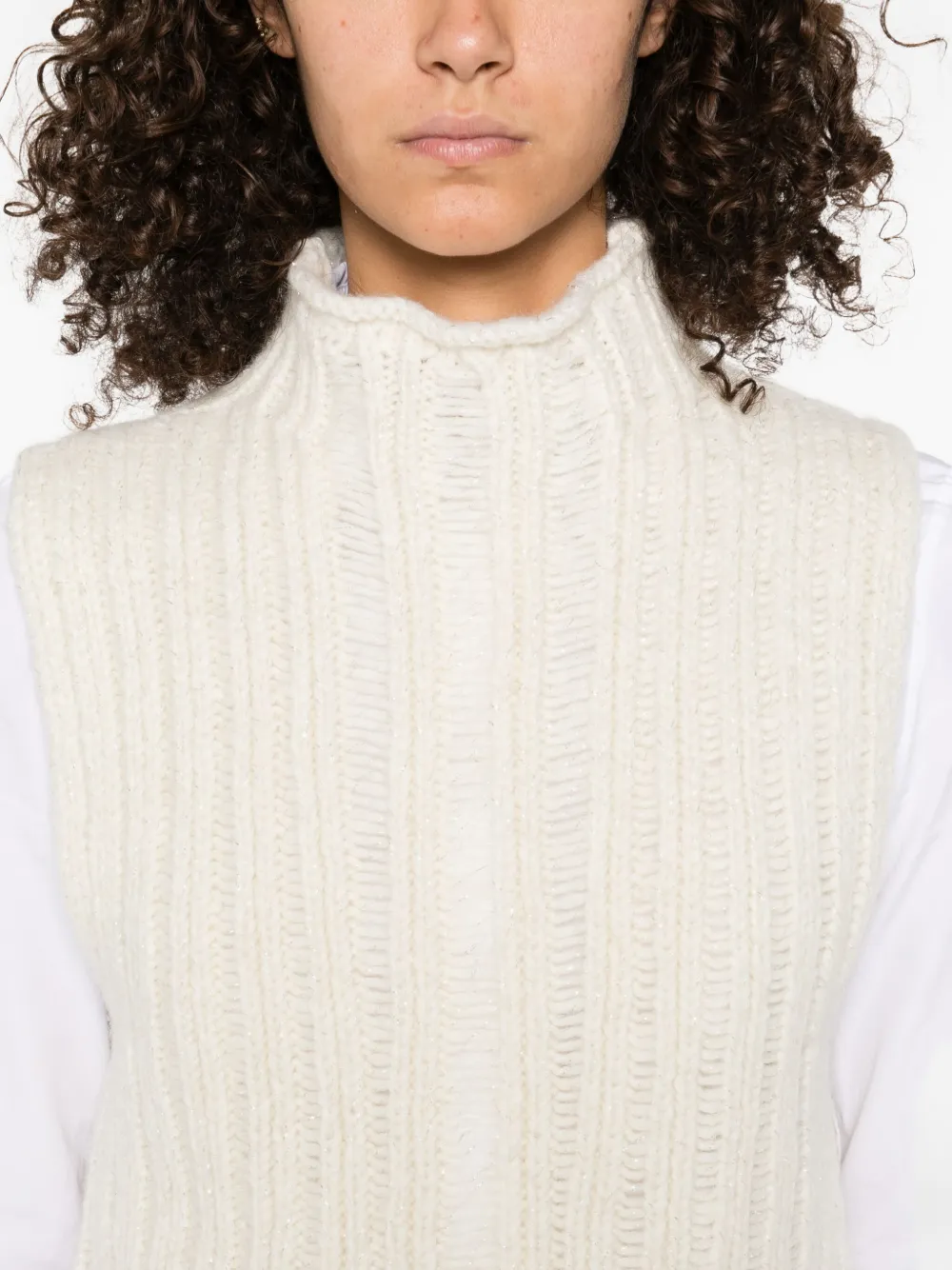 Peserico ribbed high-neck sleeveless top Wit