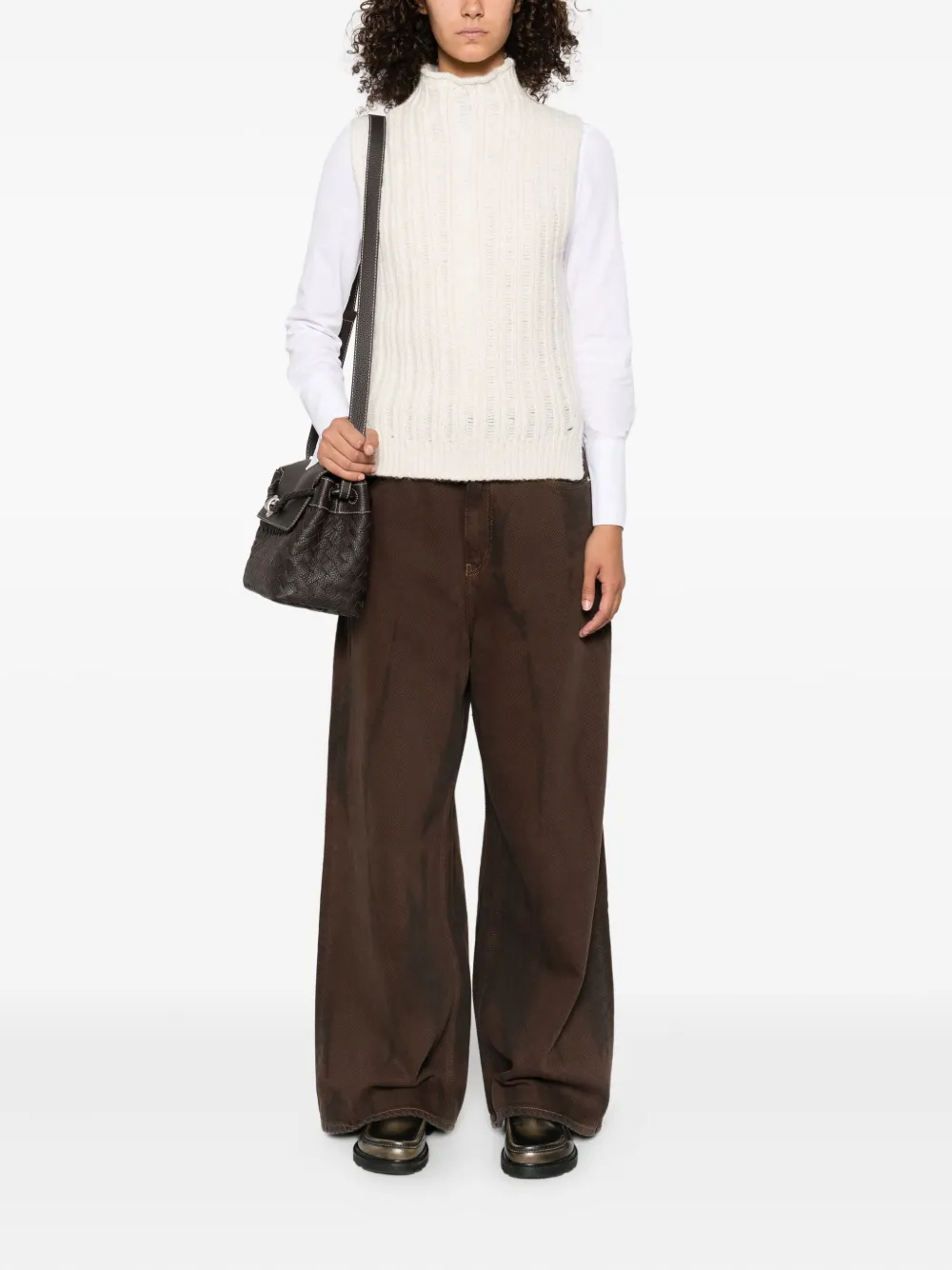 Peserico ribbed high-neck sleeveless top Wit