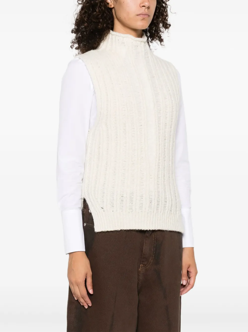 Peserico ribbed high-neck sleeveless top Wit