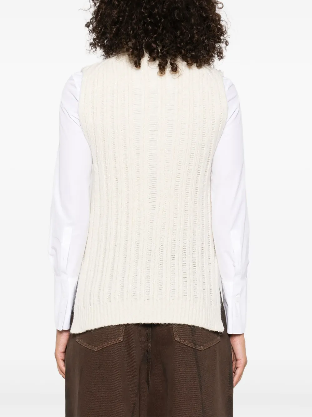 Peserico ribbed high-neck sleeveless top Wit