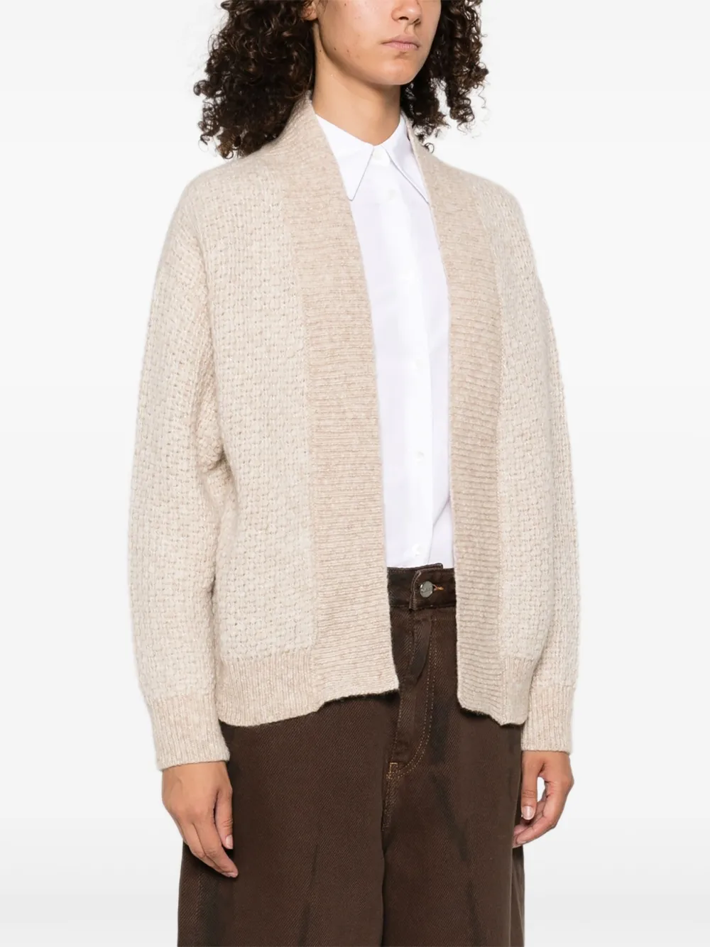 Peserico waffle-knit long-sleeves cardigan Beige