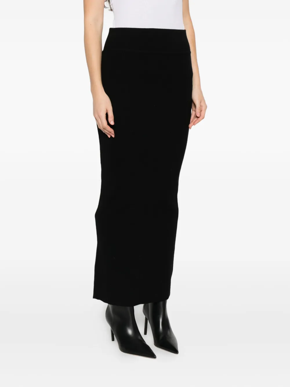 WARDROBE.NYC ribbed midi skirt Zwart