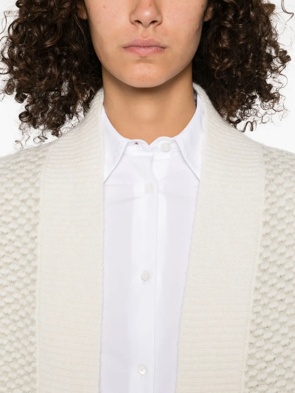 Peserico Open-knit Sequin Cardigan In White