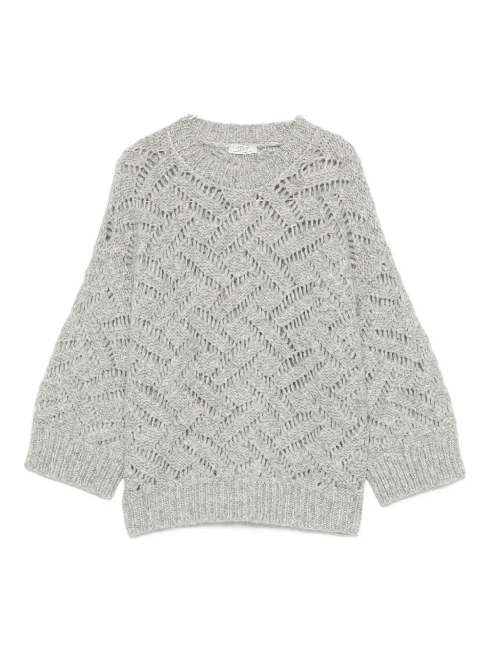Peserico Chevron-pattern Crew-neck Sweater In Gray