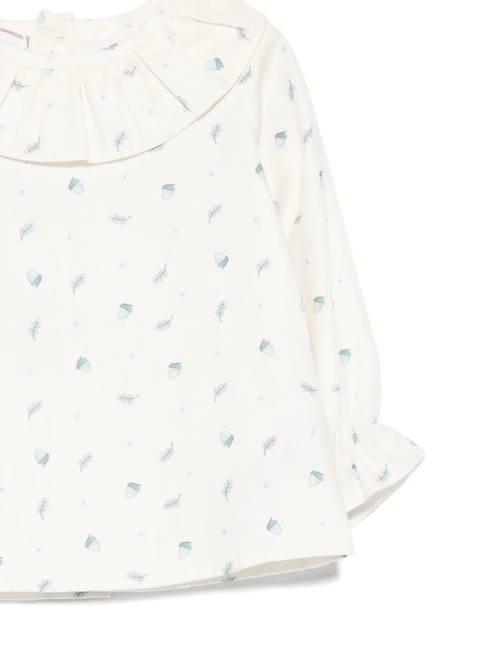 Paz Rodriguez Top met franje hals en eikelprint Beige