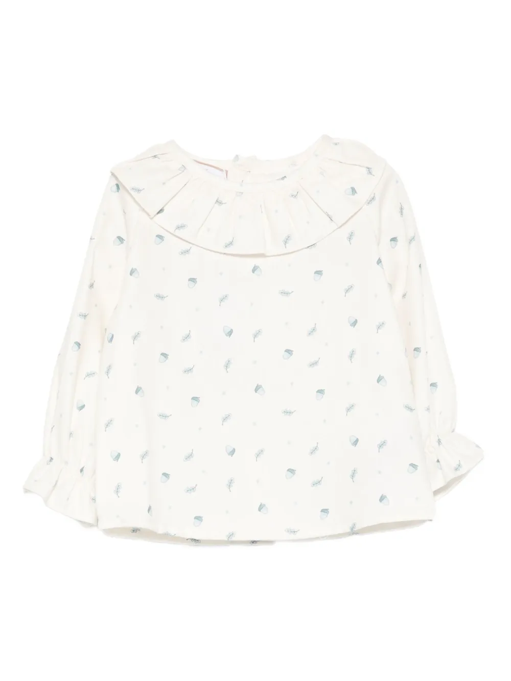 Paz Rodriguez frill-neck acorn-print top | Neutrals | Image 1