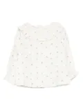 Paz Rodriguez frill-neck acorn-print top - Neutrals