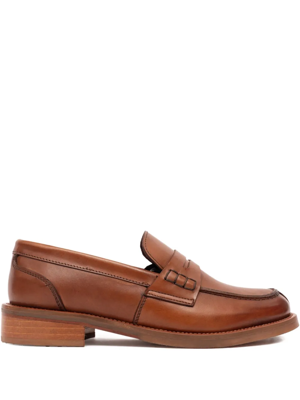 SOMMET penny-strap leather loafers Brown