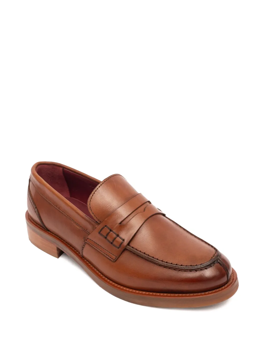 SOMMET penny-strap leather loafers Brown