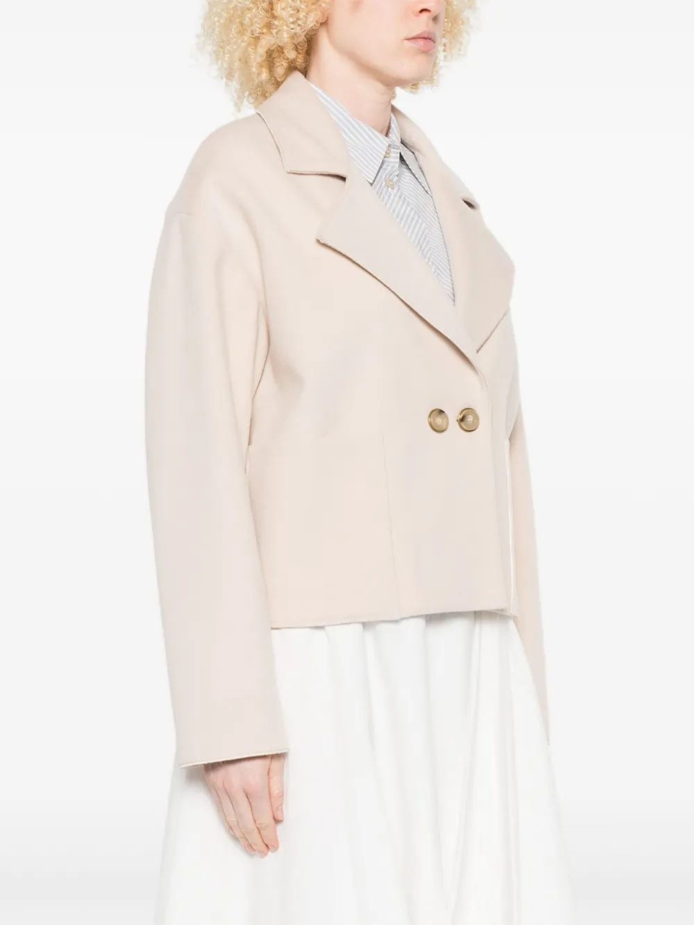Forte Forte Double-breasted Patch-pocket Jacket In Pink