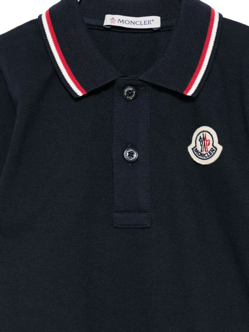 Moncler Enfant logo-patch tipped-collar polo shirt Blauw