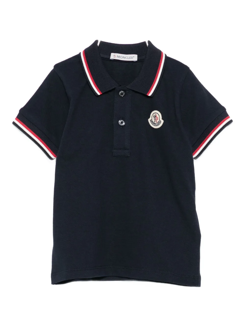 Moncler Enfant logo-patch tipped-collar polo shirt Blauw