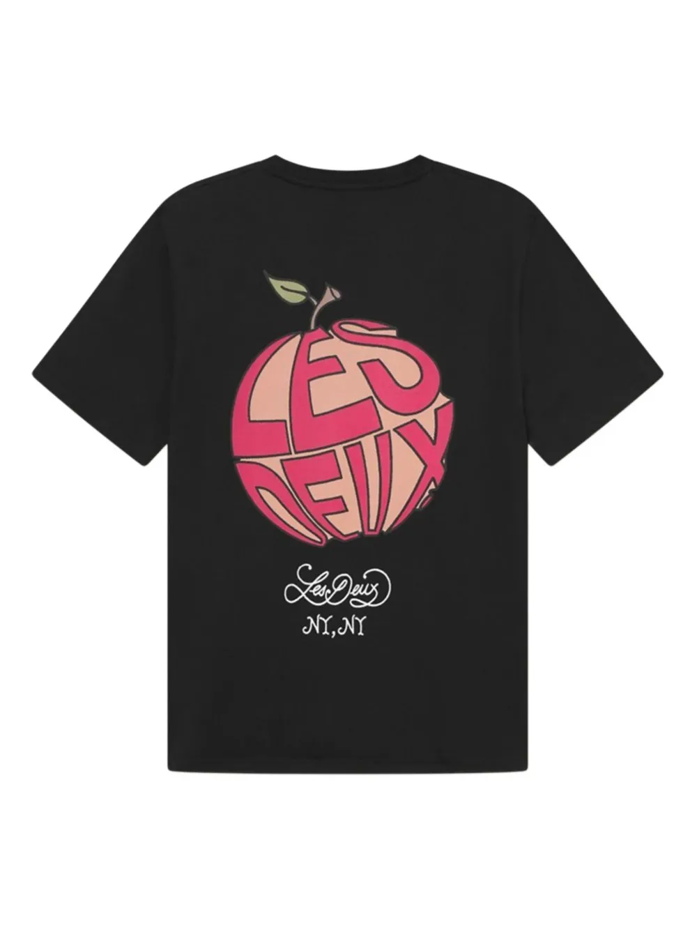 Les Deux T-shirt met appelprint - Zwart