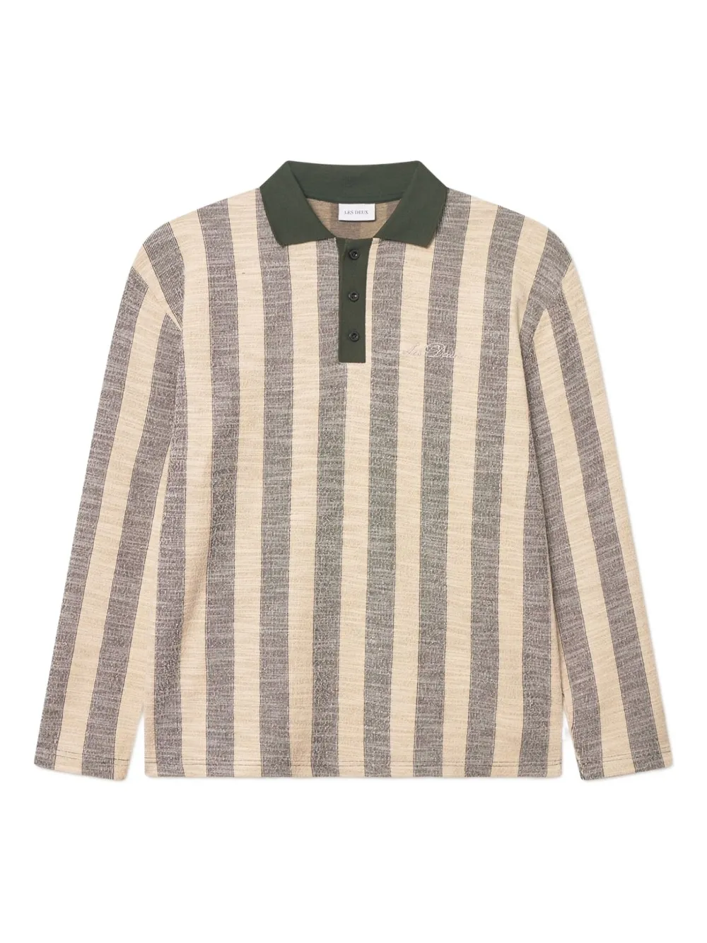 Les Deux striped long-sleeve polo shirt | Neutrals | Image 1