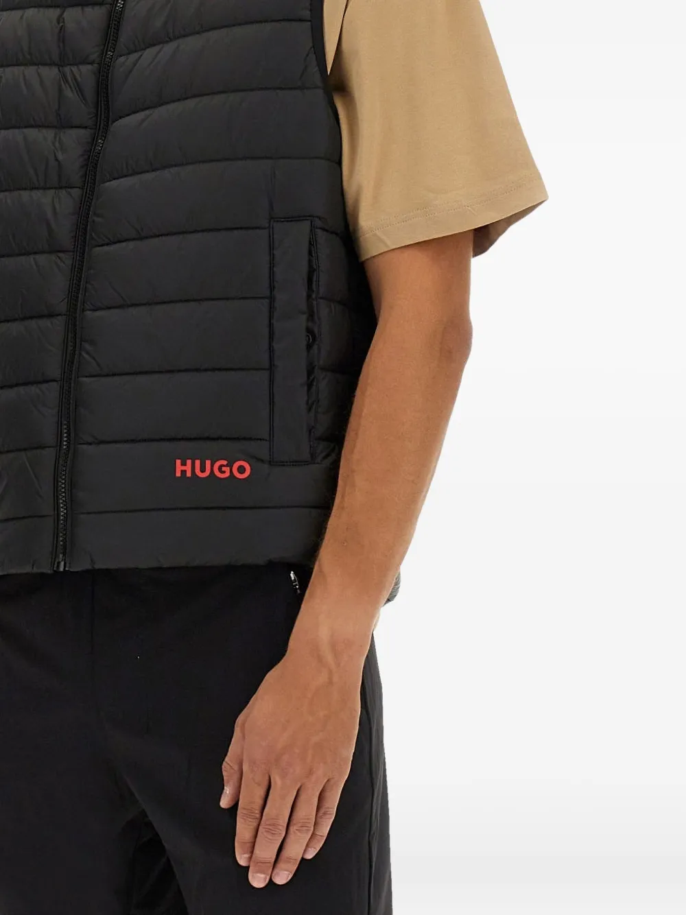 HUGO Gilet verfraaid met logo Zwart