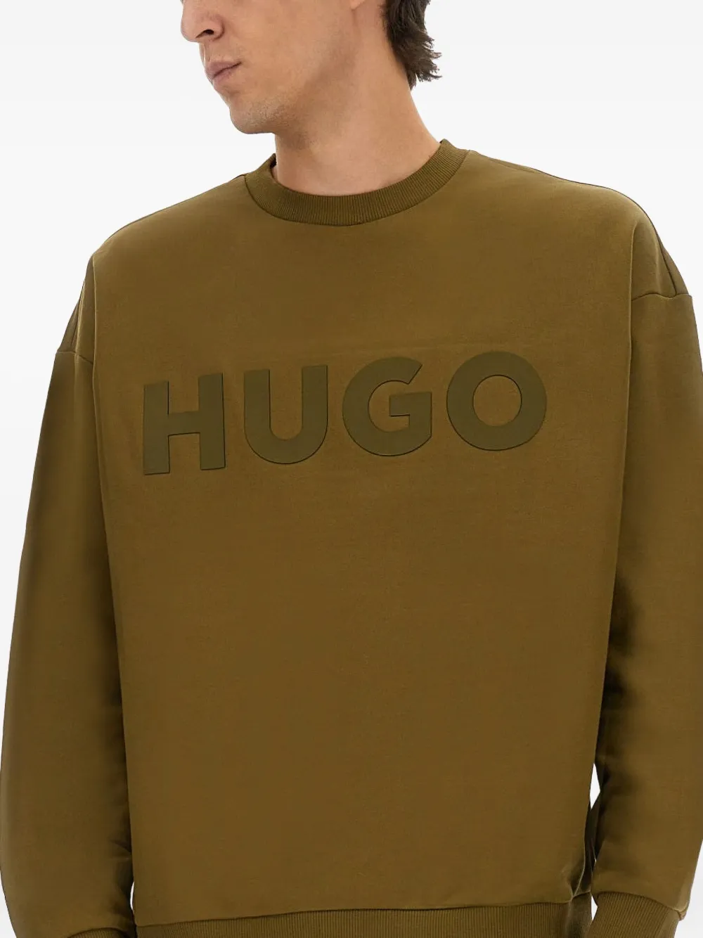 HUGO Sweater verfraaid met logo Bruin