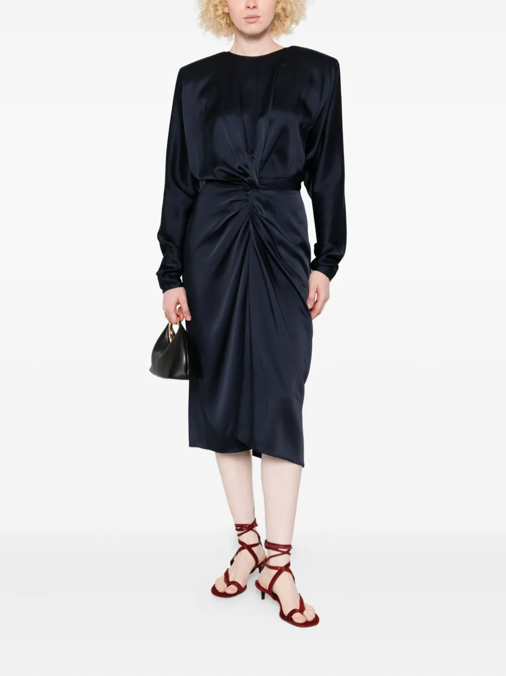 Stella McCartney Midi-jurk met gedraaide voorkant en lange mouwen Blauw