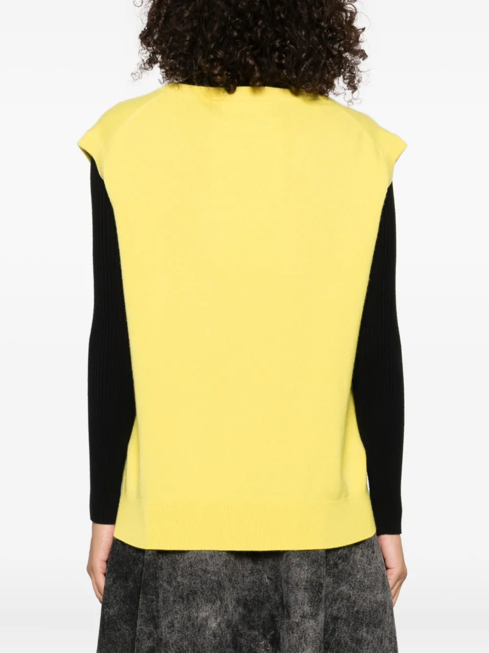 extreme cashmere V-neck sleeveless knitted vest Geel