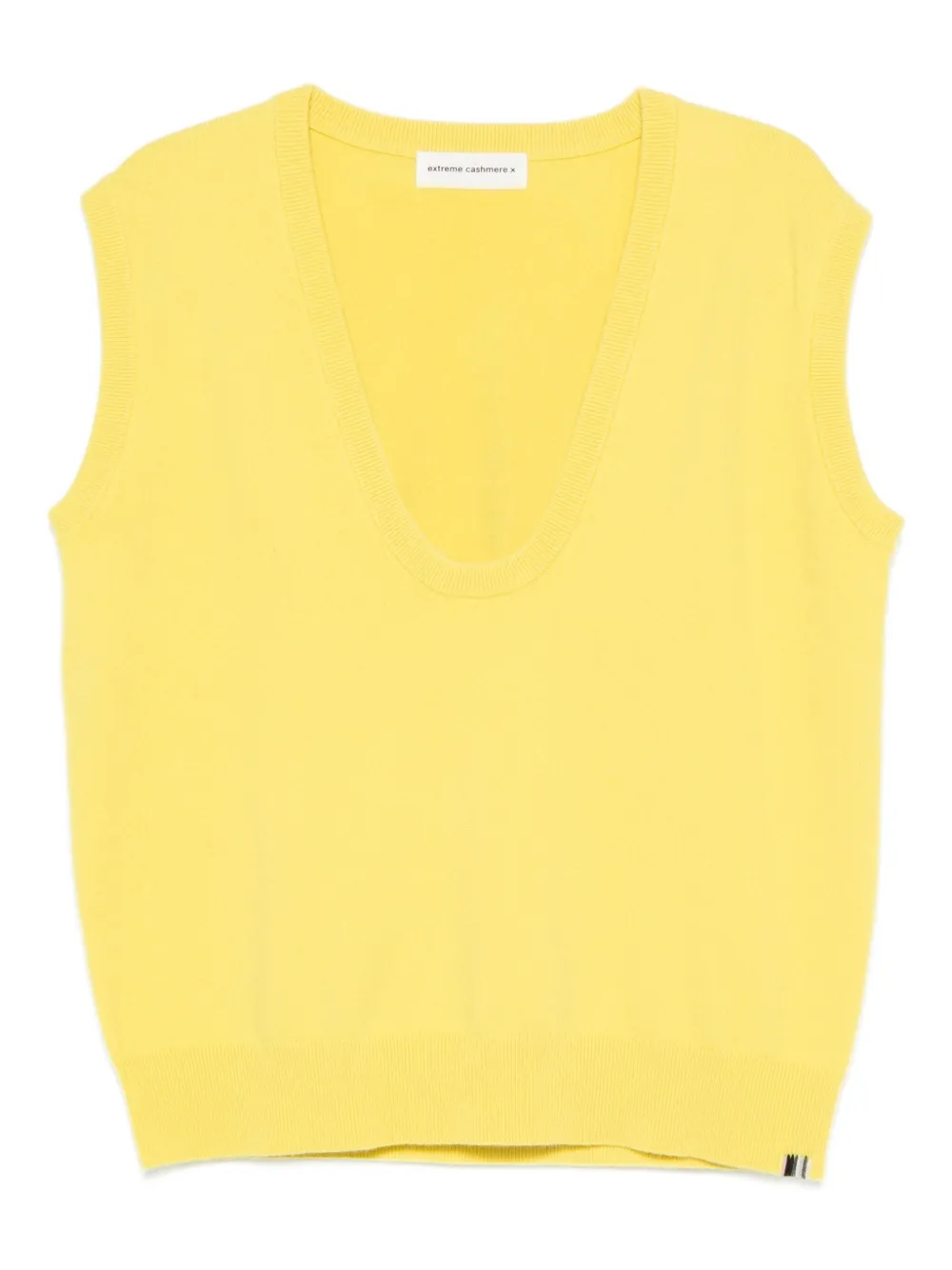 Extreme cashmere V-neck sleeveless knitted vest Geel