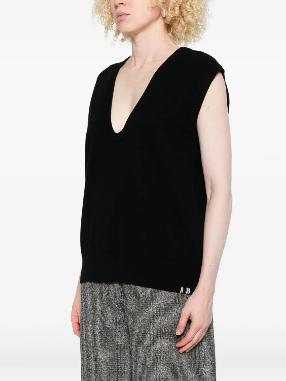 extreme cashmere V-neck sleeveless knitted vest Zwart