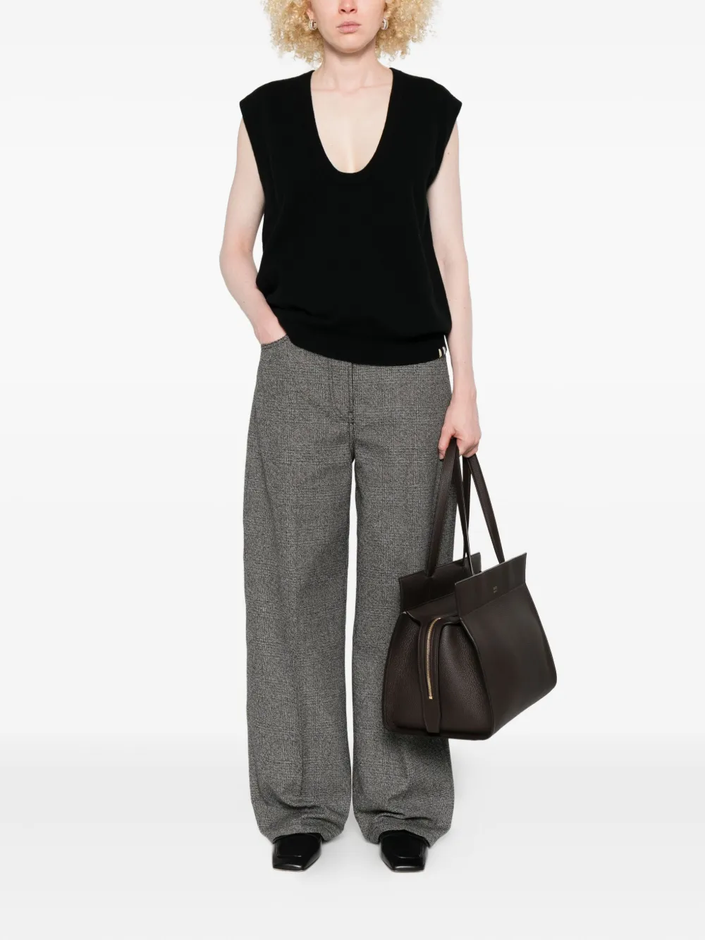 extreme cashmere V-neck sleeveless knitted vest Zwart