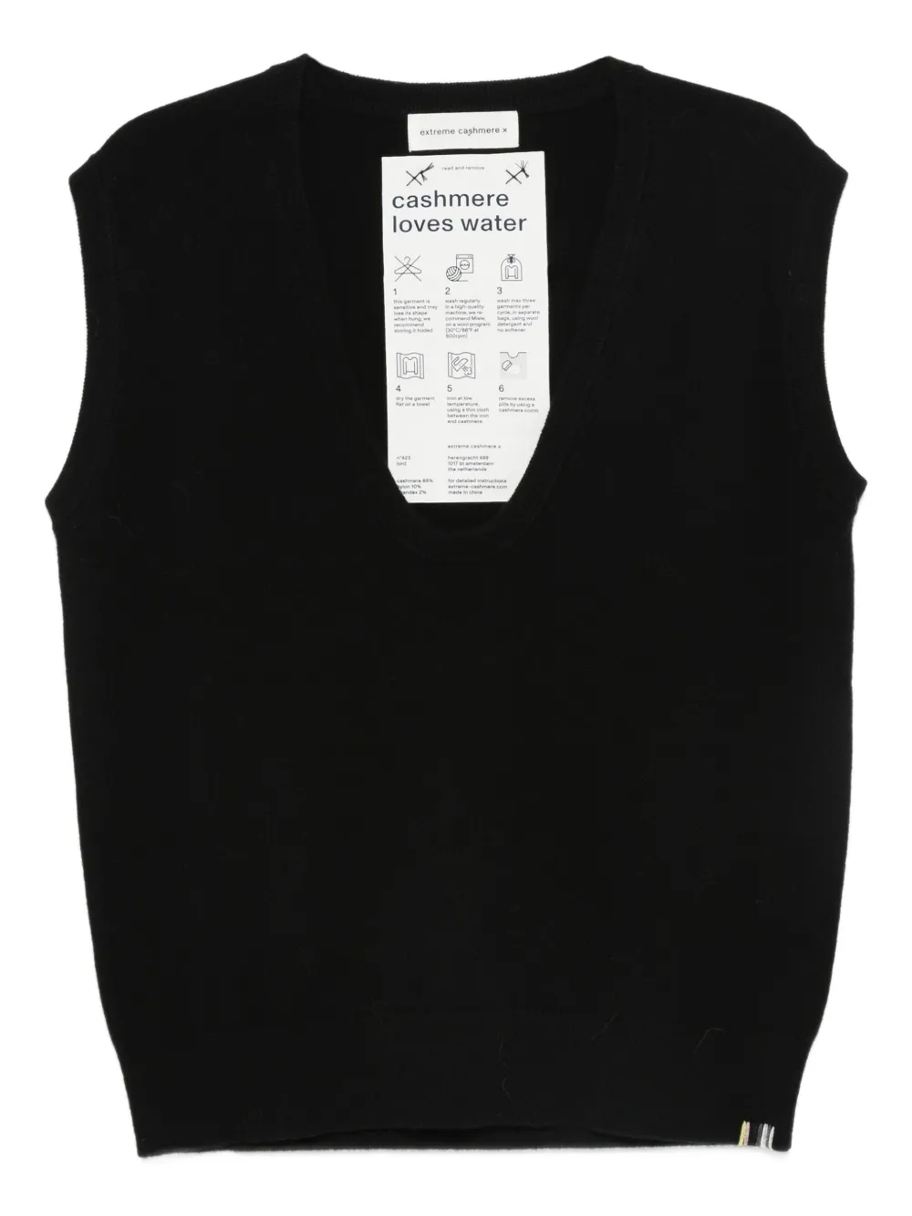 Extreme cashmere V-neck sleeveless knitted vest Zwart