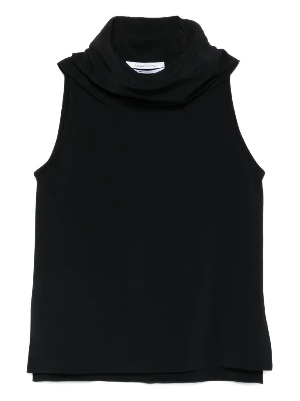 Another Tomorrow Cowl-neck Tank Top in Black
