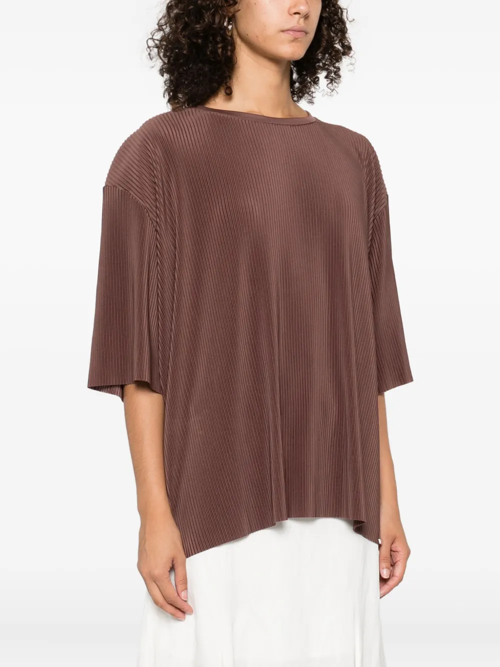Herno pleated round-neck T-shirt Bruin