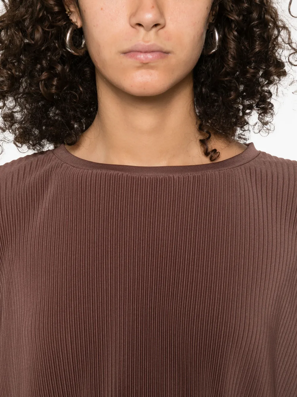 Herno pleated round-neck T-shirt Bruin