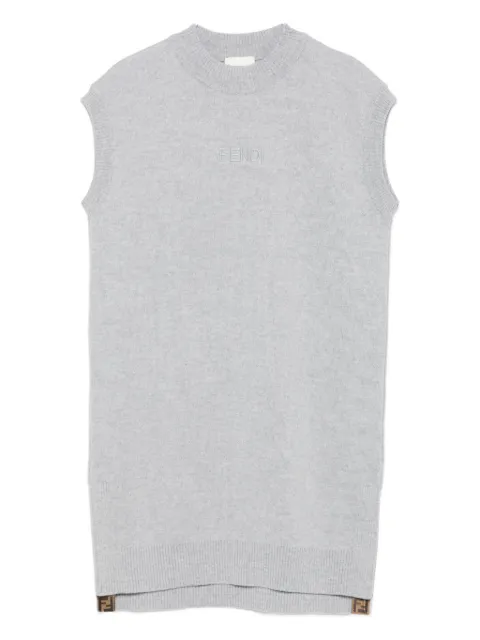 Fendi Kids embroidered-logo wool dress