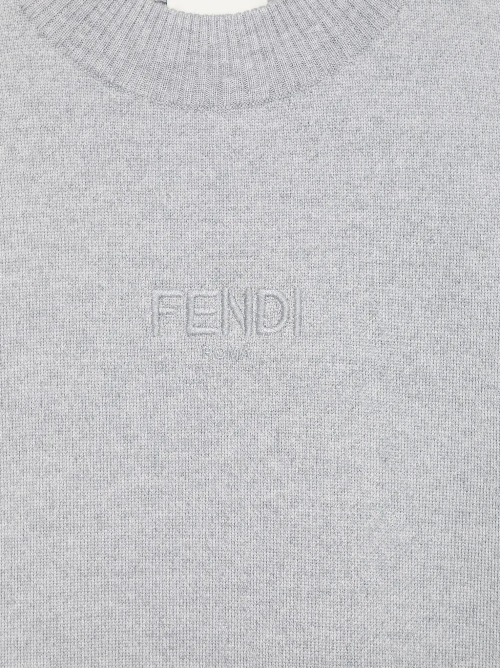 Fendi Kids Wollen jurk met geborduurd logo Grijs