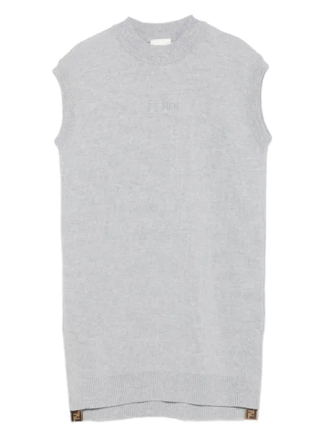 Fendi Kids embroidered-logo wool dress