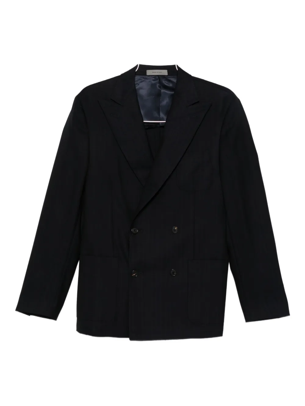 Corneliani Double-breasted Black Jacket With Tailored Fit In Black