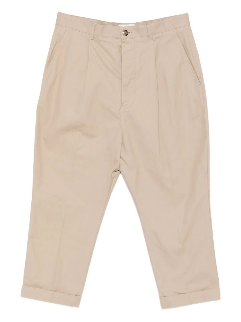 AMI Paris pleated cotton trousers Beige