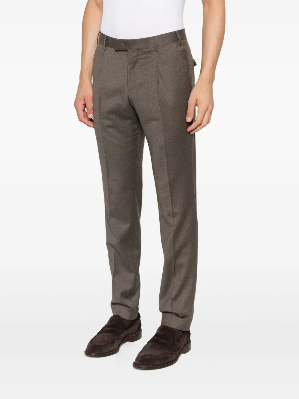 PT Torino pleat-detail trousers Bruin