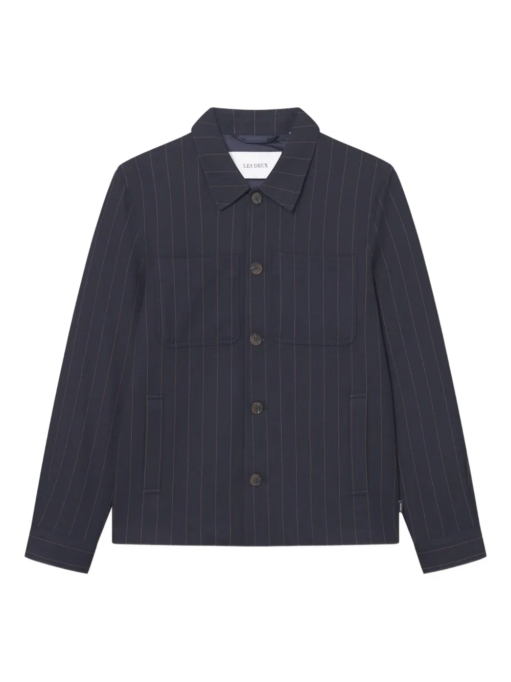 Les Deux pinstripe pocket shirt jacket | Black | Image 1