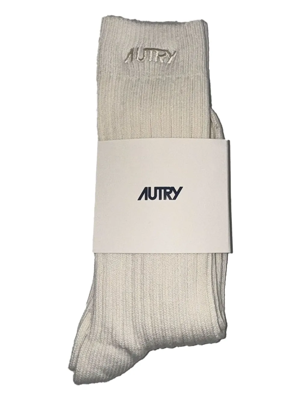 Autry embroidered ribbed socks - ホワイト Autry embroidered ribbed socks - ホワイト