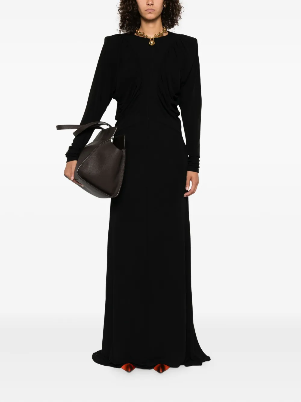 Stella McCartney Maxi-jurk met gedrapeerd detail Zwart