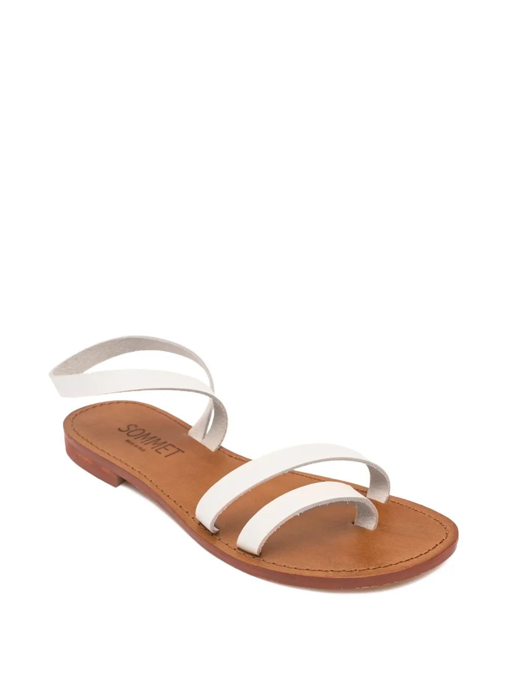 SOMMET leather ankle-wrap sandals White