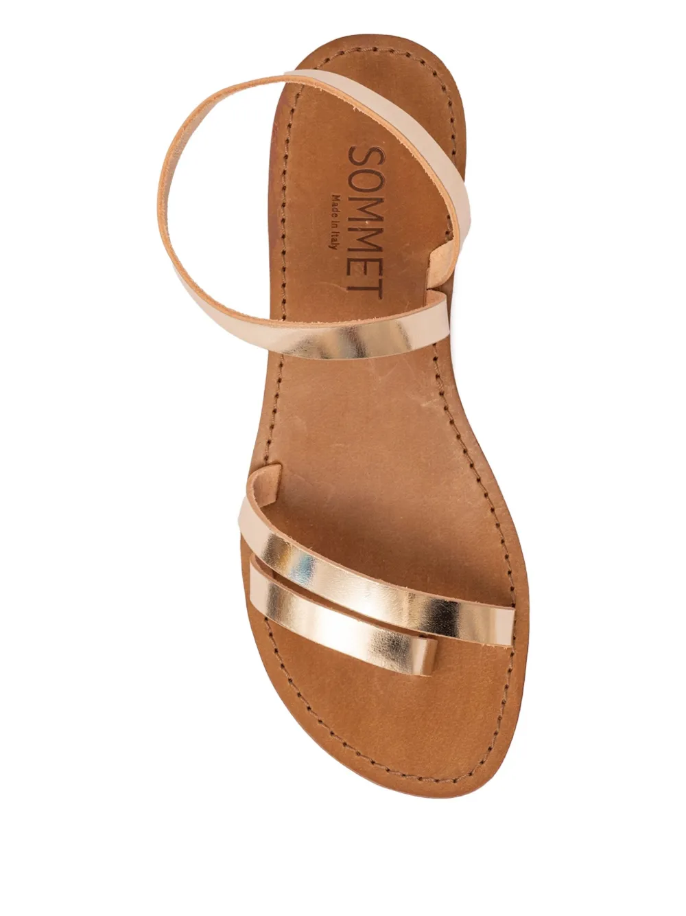 SOMMET metallic leather ankle-strap sandals Gold