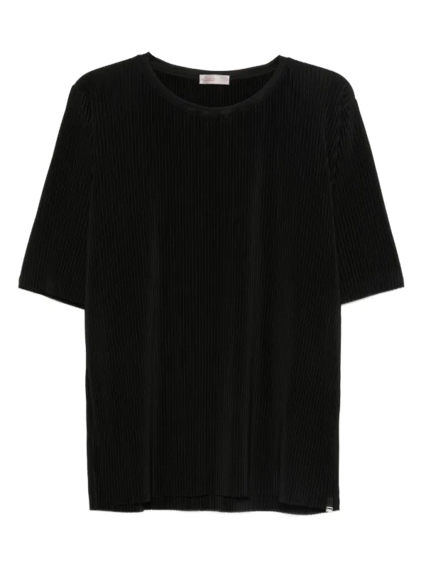Herno Pleated Short-sleeve T-shirt in Black